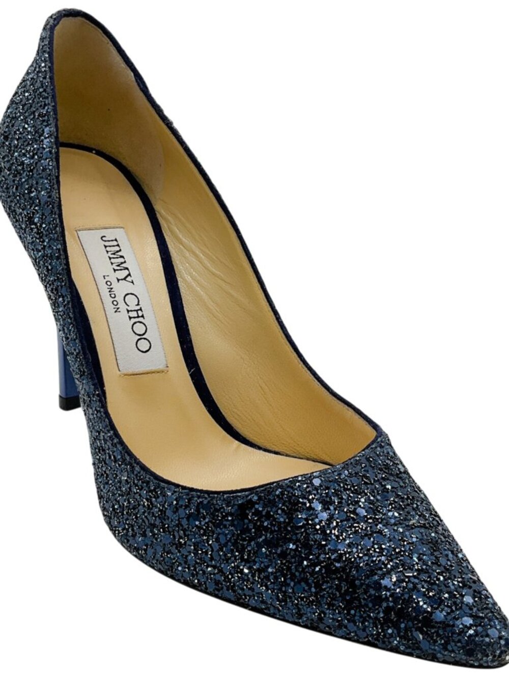 Jimmy Choo Navy Blue Glitter Pumps